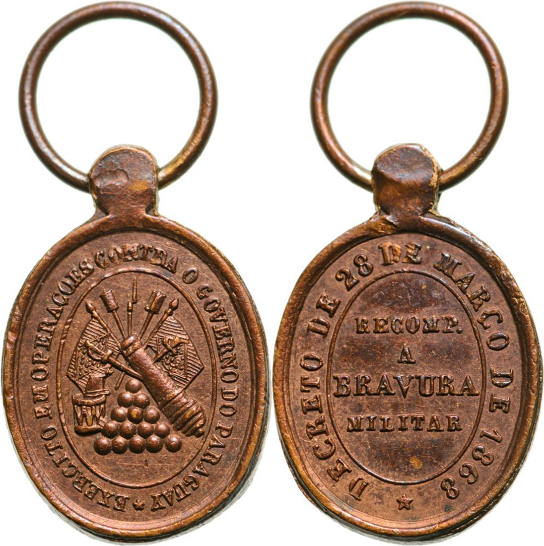 Medal of Military Bravery, 1868: Rare Miniature Medal of Military Bravery, 1868. Breast Badge, Bronze. Ross Br21. Dim.: 16,0x11,0 mm. I R!