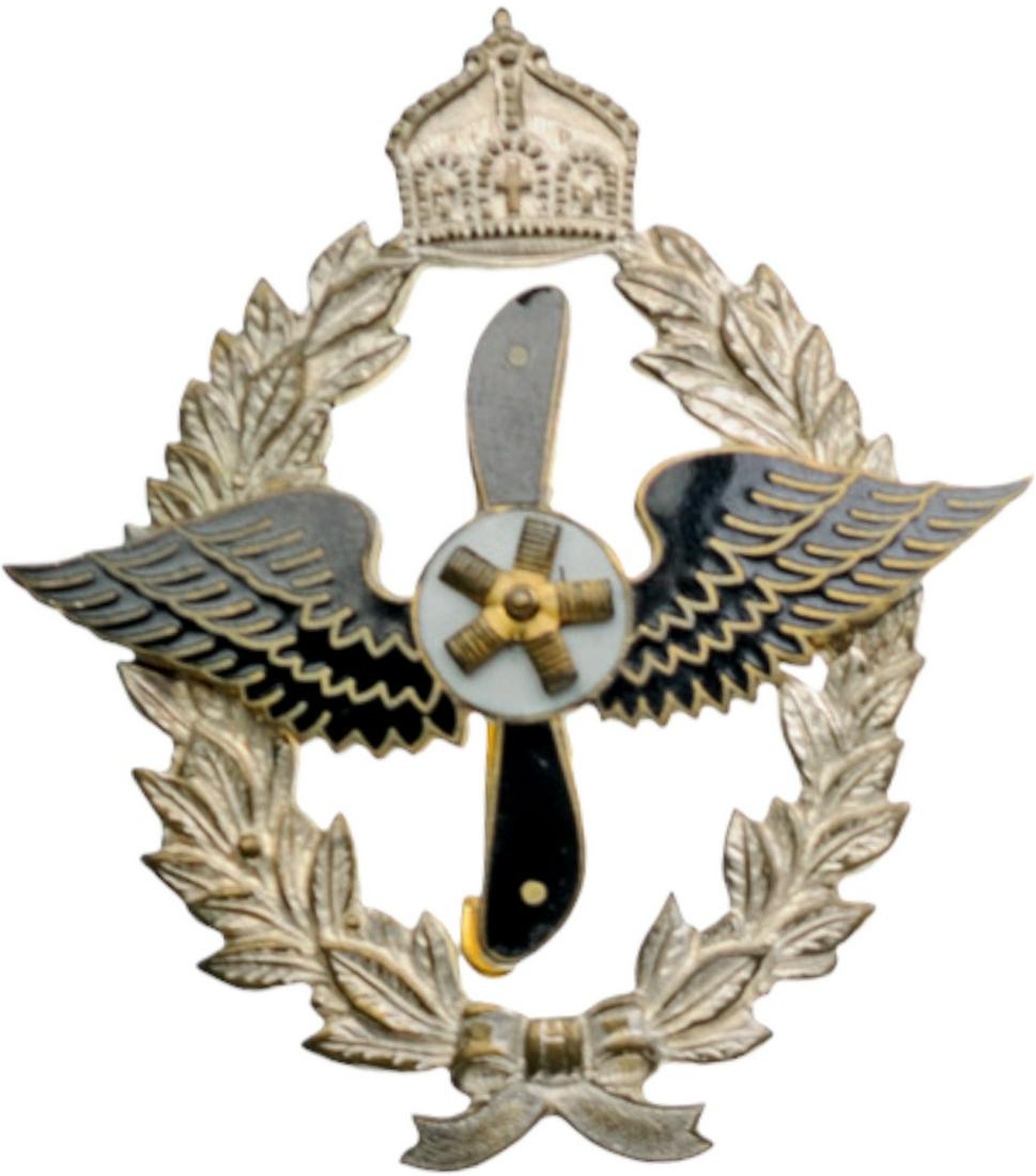 Aviation`s Mechanic Badge: Breast Badge, 64x58 mm, partially enameled, multipart construction. Pricately made badge. R! Ishortly after WW1 and widely used by former, aviation personnel.