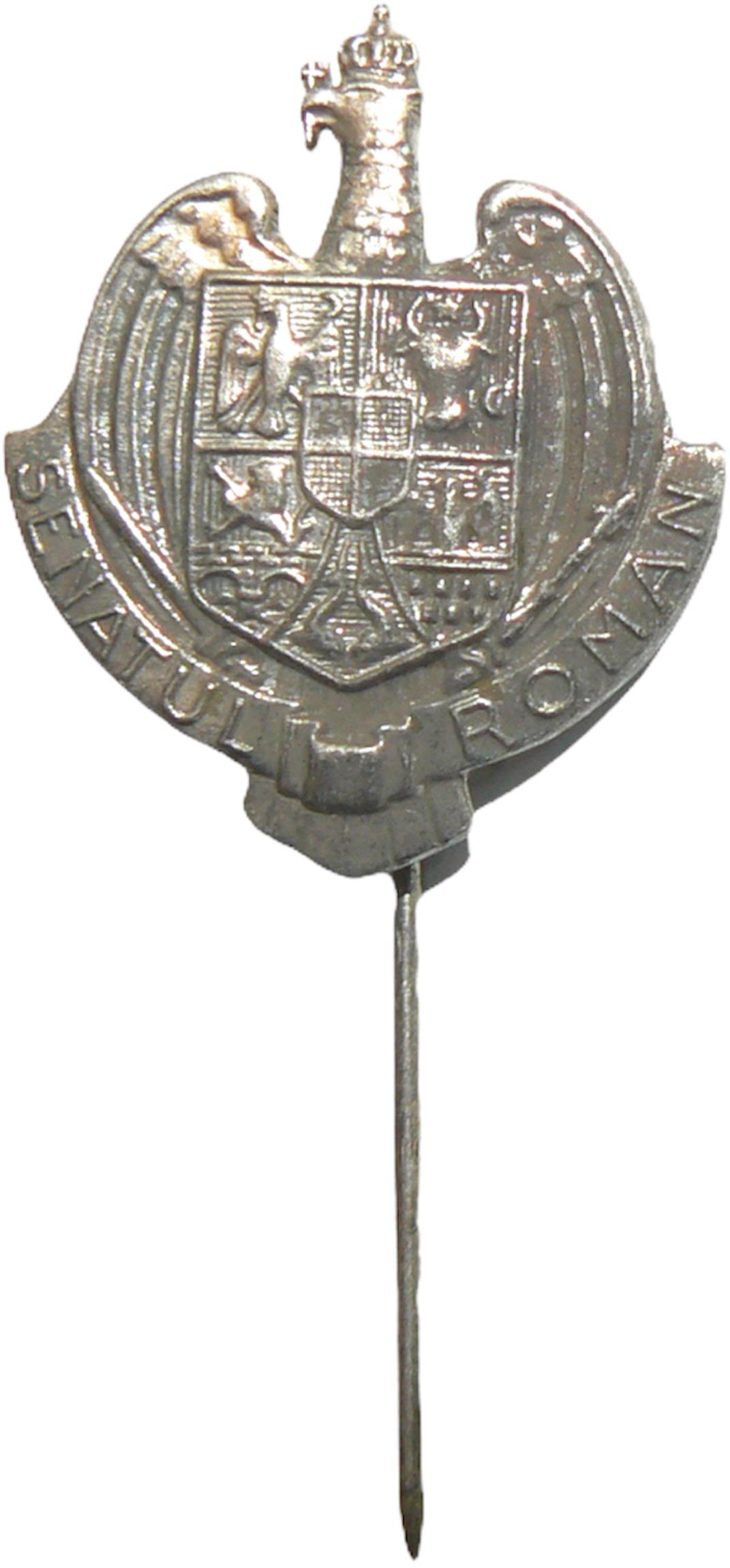 SENATOR BADGE MINIATURE, AFTER 1930: Breast Badge, 25x21 mm, Silver, large pin on reverse. I.M.S.P.R. 852. Rare! I R!