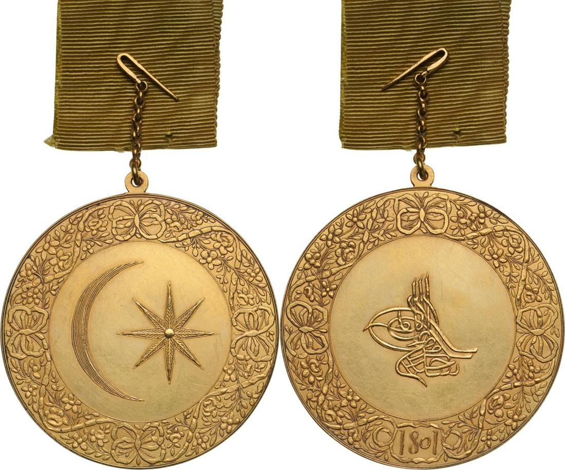 1ST CLASS SULTAN`S MEDAL FOR EGYPT, 1801, IN GOLD (VAKâ€™A-I MISRIYE MADALYASI) (1 of 1)