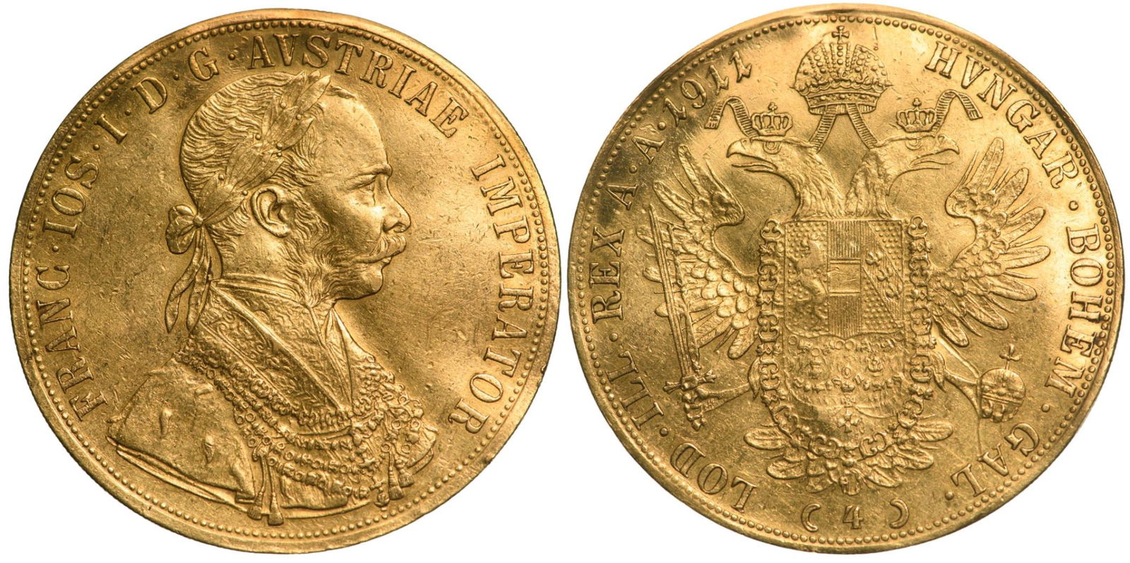 Franz Joseph (1848-1916) 4 Ducat 1911 A, Vienna Mint (1 of 1)