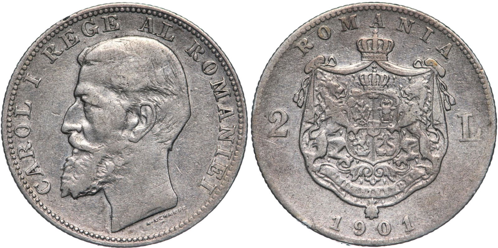 Carol I (1881-1914) 2 Lei 1901, Hamburg Mint (1 of 1)