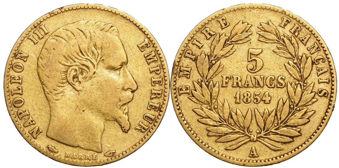 Napoleon III (1852-1870) 5 Francs 1854 A, Paris mint (1 of 1)