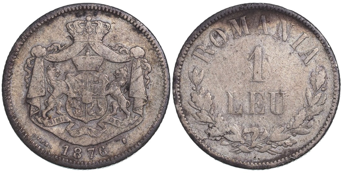 Carol I (1866 - 1914) 1 Leu 1876, Bruxelles mint (1 of 1)