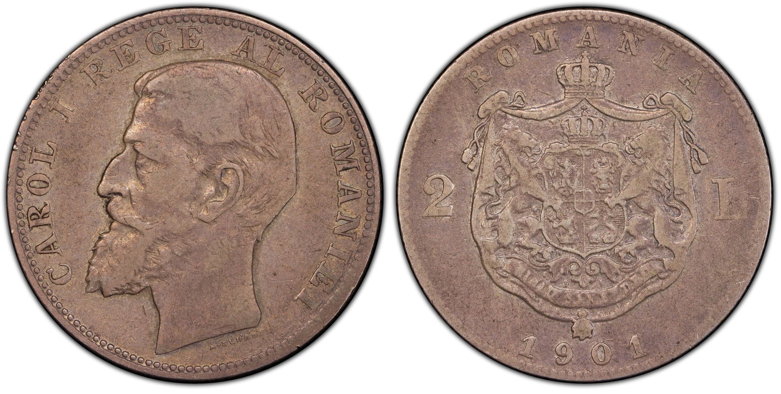 Carol I (1866 - 1914) 2 Lei 1901, Hamburg mint (1 of 1)