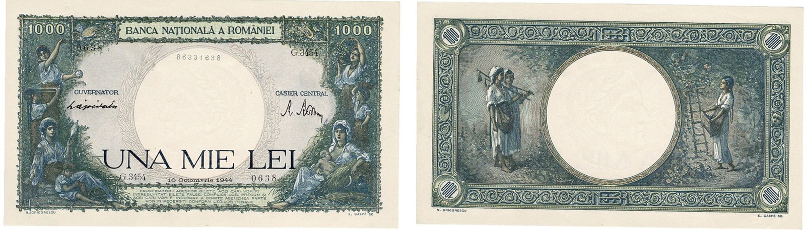 1000 Lei (10.9.1941Â¬â‰ 20.3.1945) dated 10th of October 1944 (1 of 1)