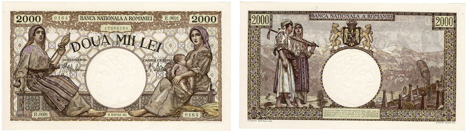 2000 Lei (18.11.1941-10.10.1944) dated 18th of November 1941 (1 of 1)