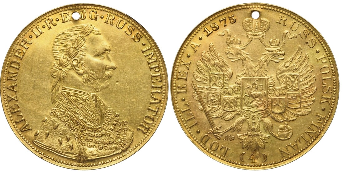 In the name of Alexander II (1855-1881) 4 Ducat 1875 SKo. (1 of 1)