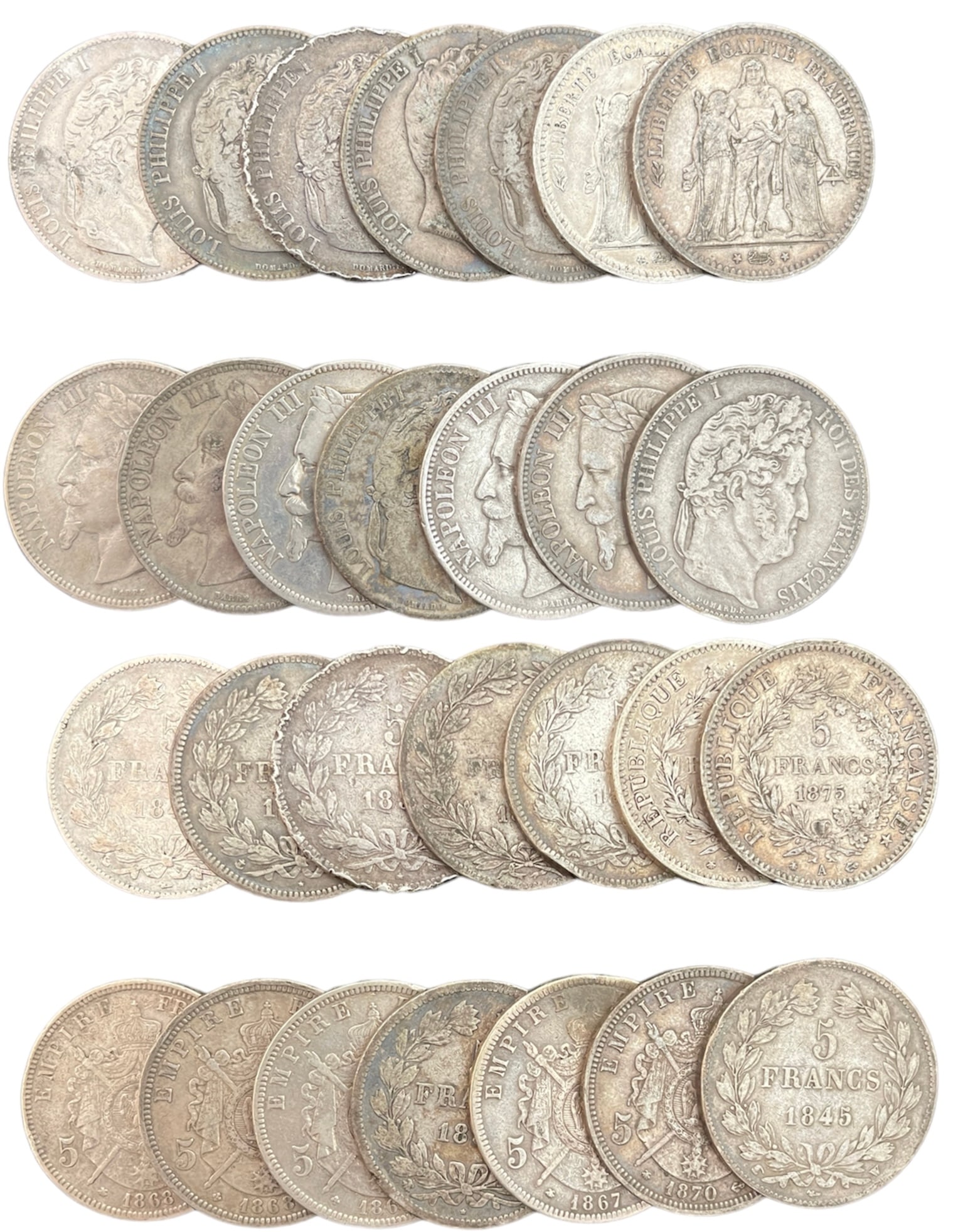 5 Francs, Lot of 14 Coins (1 of 1)