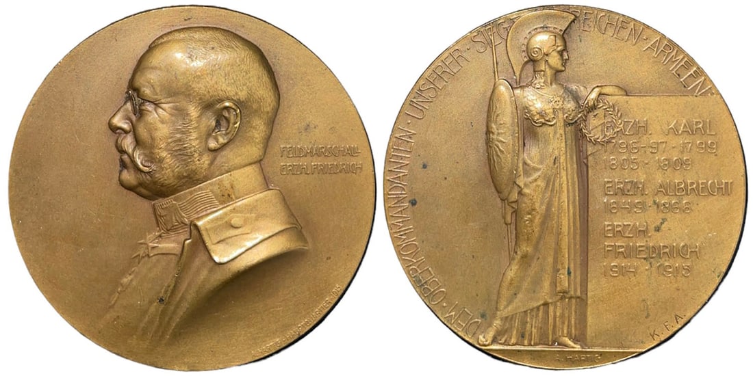 First World War Medal 1915 of the War Welfare Office on Field Marshal Archduke Friedrich (1 of 1)