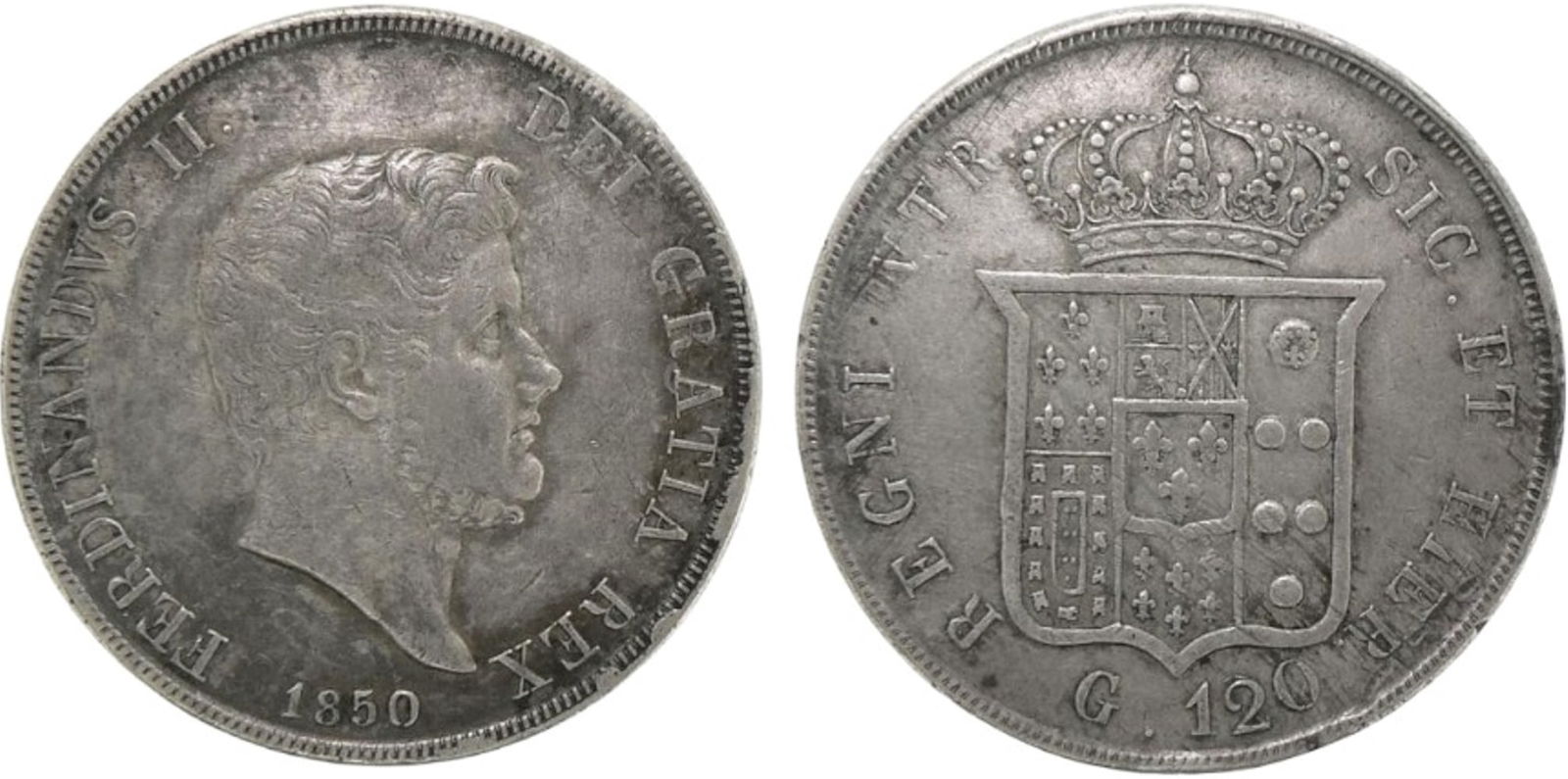 Naples, Ferdinando II di Borbone (1830-1859), Piastre of 120 Grana 1850 (1 of 1)