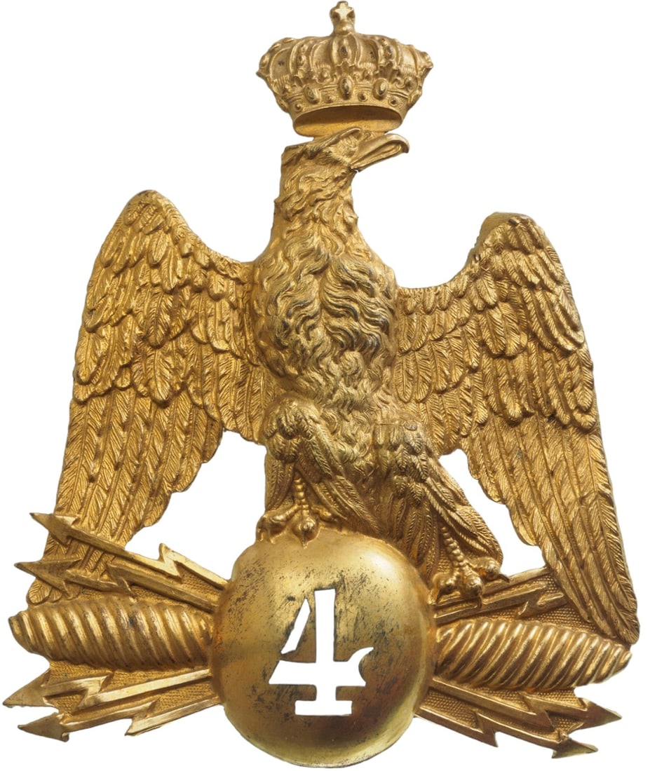 Officer's Shako "Plaque", 4th Imperial Guard Riflemen Regiment, Crowned Eagle  Model, 1856 (1 of 1)