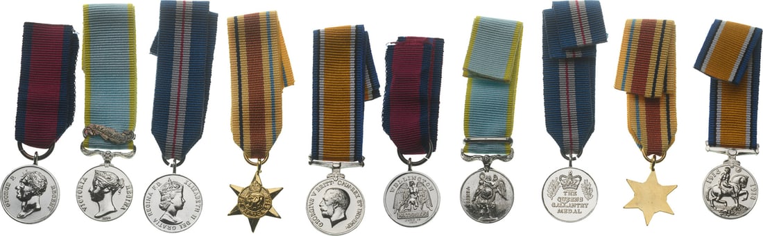 Collection of 10 Military Medals Miniatures (1 of 2)