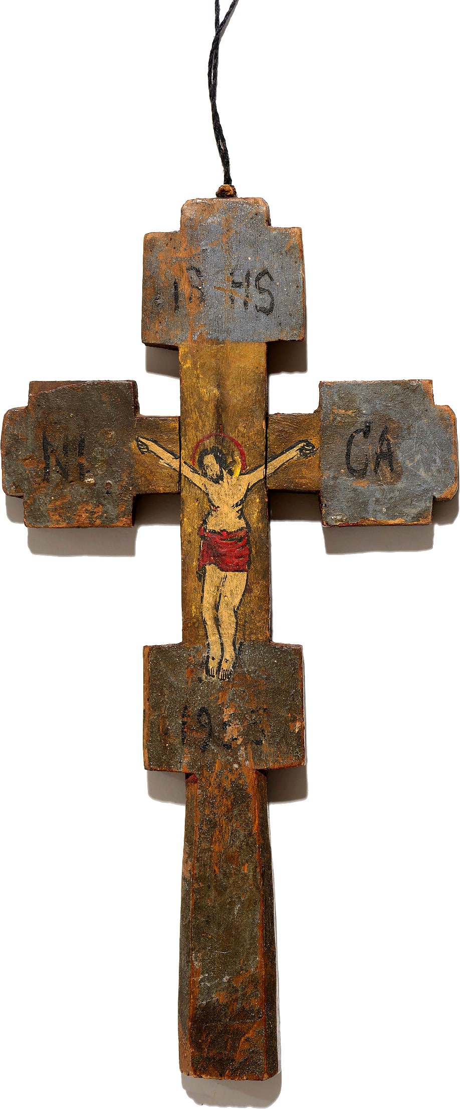 North Carpathian, Blessing Cross, early 20th Century, Oil on Wood, 25x12.9 cm (1 of 2)