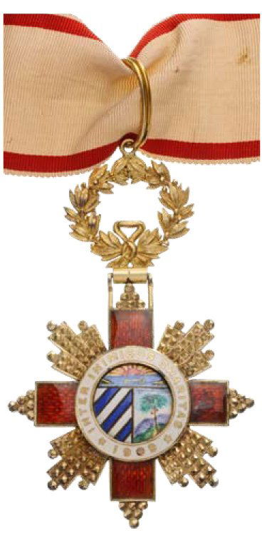 ORDER OF THE RED CROSS: Country: CUBA Commander's Cross 3rd Class 2nd Type (with rays in angles). Neck Badge 57 mm silver gilt partially enamelled French hallmark 'boar's head' and unidentified maker's mark central medallion