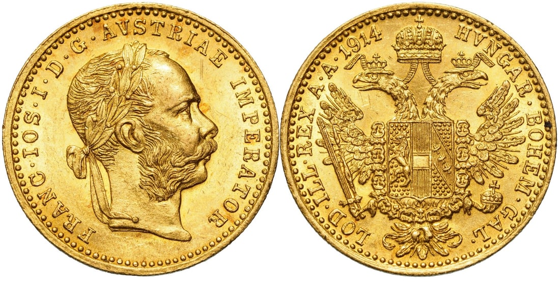 Franz Joseph (1848-1916) Ducat 1914, Vienna mint: Gold, 3.48 g. Henriek 183. UNC-
