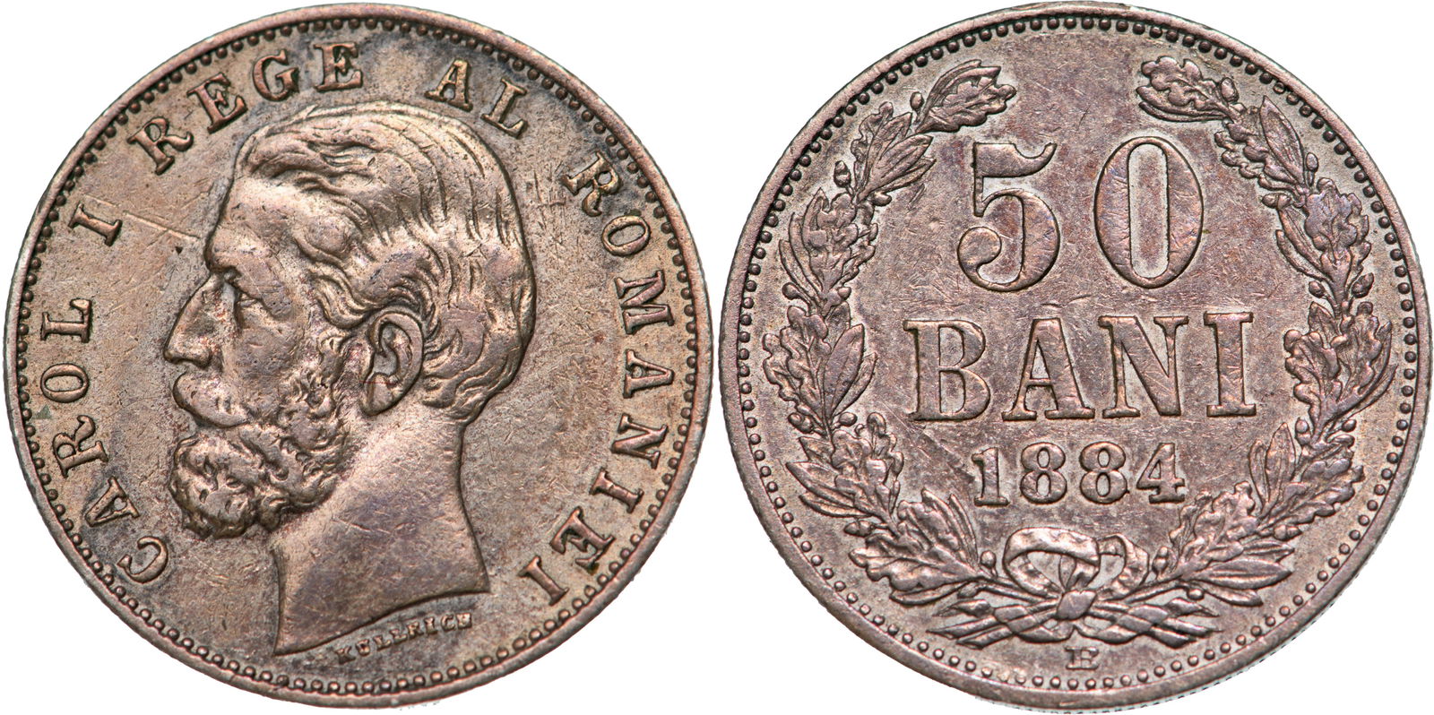 Carol I (1866 - 1914), 50 Bani 1884, Bucharest mint (1 of 1)