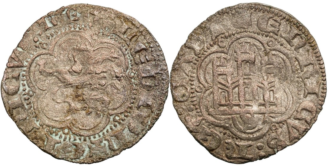 Kingdom of Castille and Leon. Pedro I (1350-1368) 2 Maravedis N.D., Sevilla mint: Billon. Bautista 539. VF+