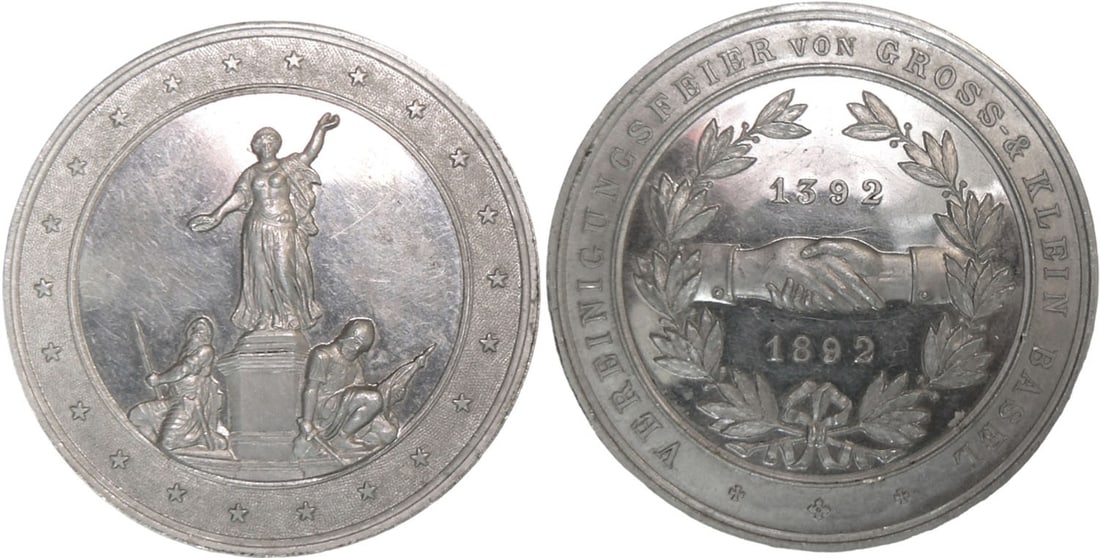 Medal 1892 on the 500th Anniversary of the Association of Gross & Klein Basel: Aluminium (51 mm, 12.90 g). UNC-