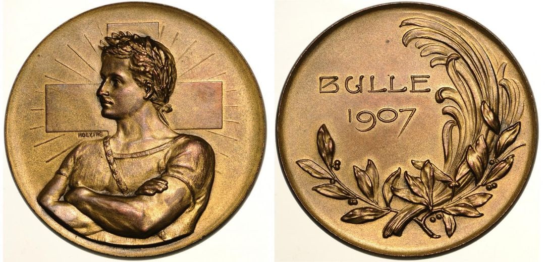 Bulle, Medal 1907: Signed by Holy Freres, Bronze (45 mm, 55 g). UNC