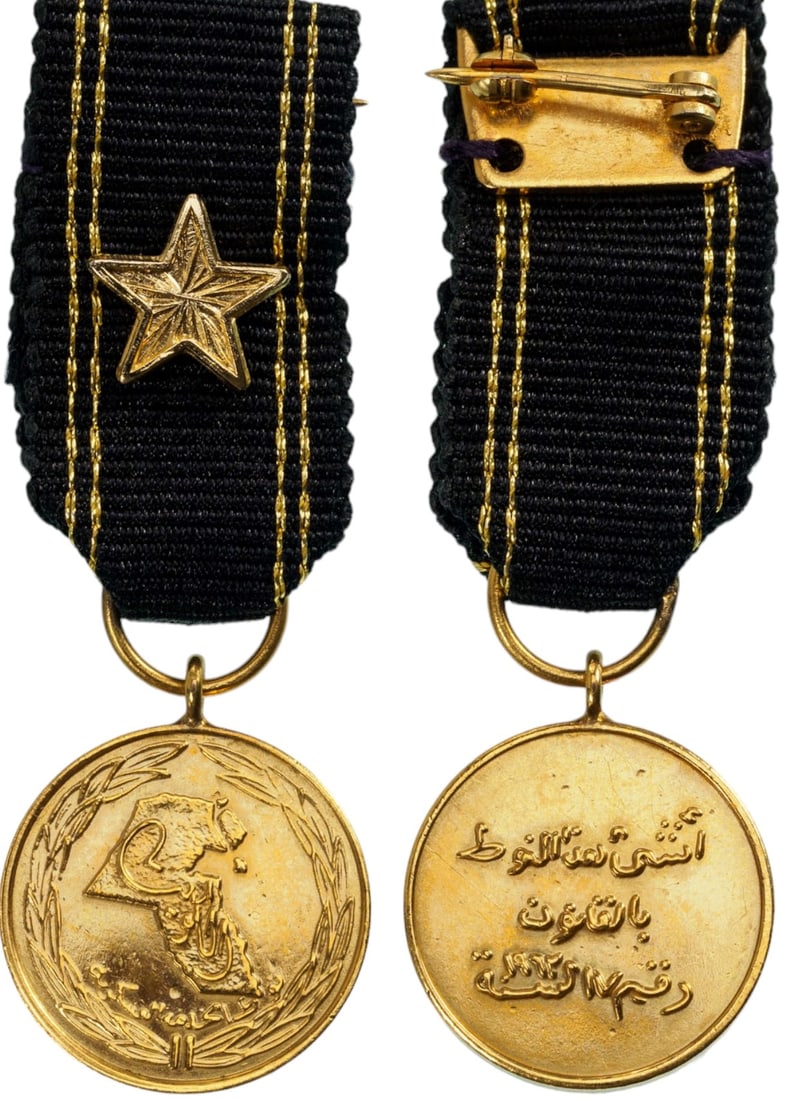 Military Distinguished Medal: 1st Class, Breast Badge Miniature, 16 mm, gilt Bronze, original suspension ring and ribbon with star. Very rare! I R!
