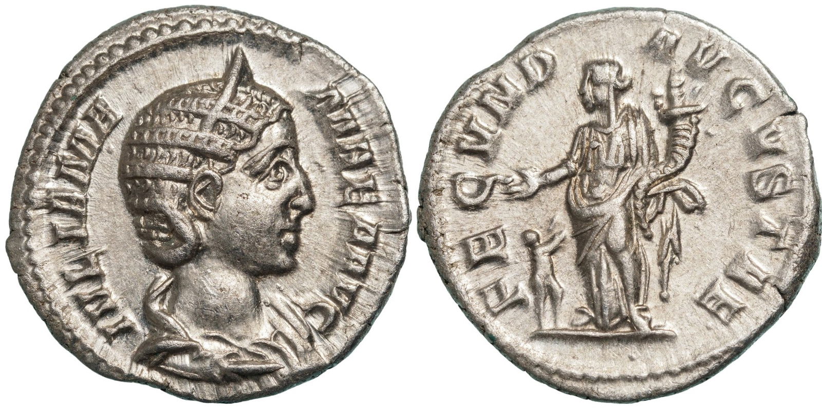 Iulia Mamaea, mother of Severus Alexander (221-235) Denarius, Silver (18 mm, 3 g), Rome mint, circa (1 of 1)