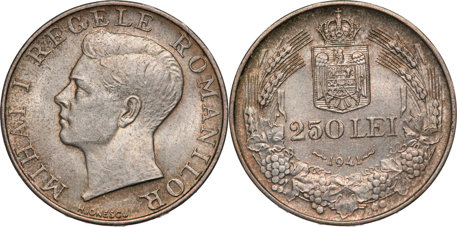 Mihai I (1930-1947) 250 Lei 1941, "NIHIL SINE DEO" Bucharest mint (1 of 1)