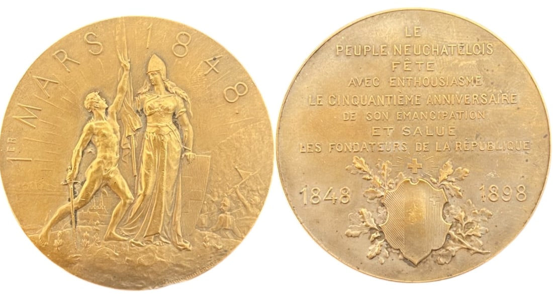 Neuchatel, 50th Anniversary of the Republic Medal, 1898 (1 of 1)