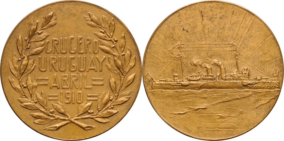 Launch of the "Uruguay" Cruiser Medal: Launch of the "Uruguay" Cruiser Medal, April 1910 in Bronze. Diam.: 36,0 mm, weight 20,30 g. I
