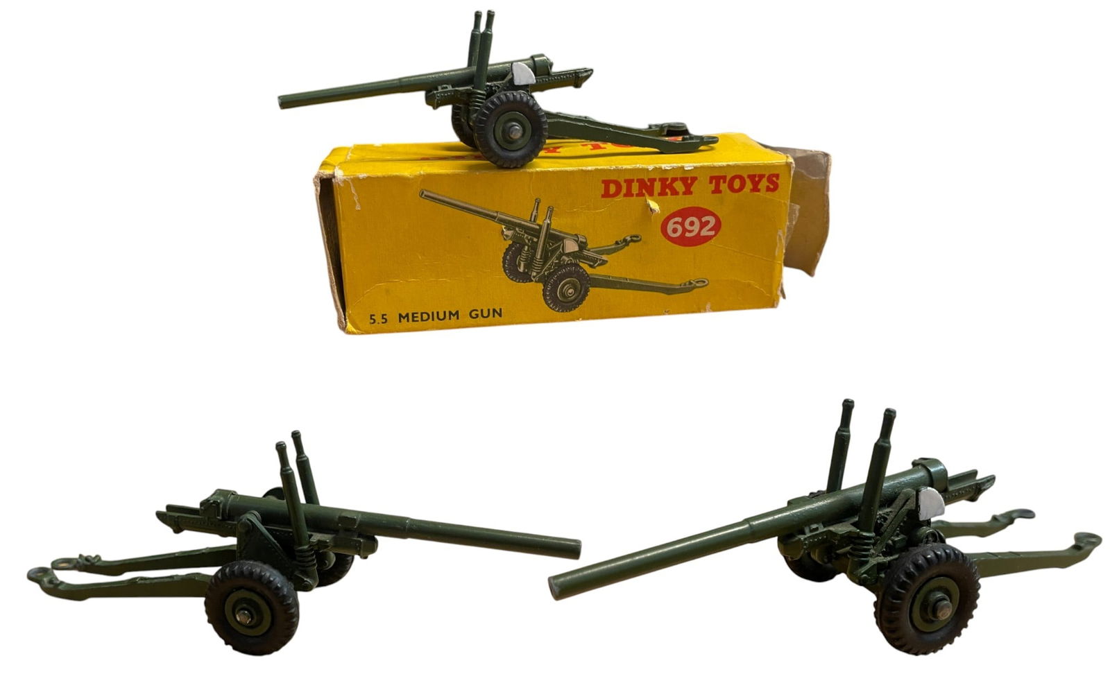 Dinky Toys Medium Gun 692: In original box. Very fine condition!
