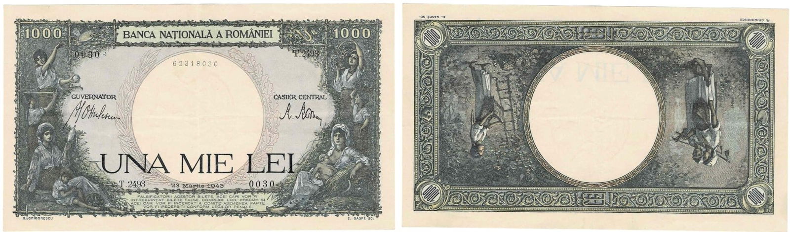 1000 Lei (10.9.1941 - 20.3.1945), dated 23rd of March 1943 (1 of 1)