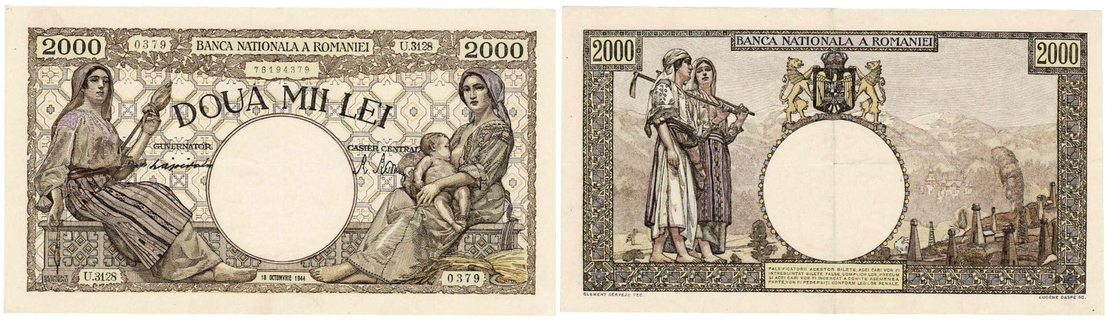 2000 Lei (18.11.1941 - 10.10.1944), dated 10th of October 1944 (1 of 1)