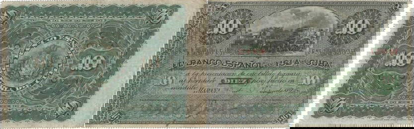 Spanish Bank of the Island of Cuba, 10 Pesos, 15 May 1896