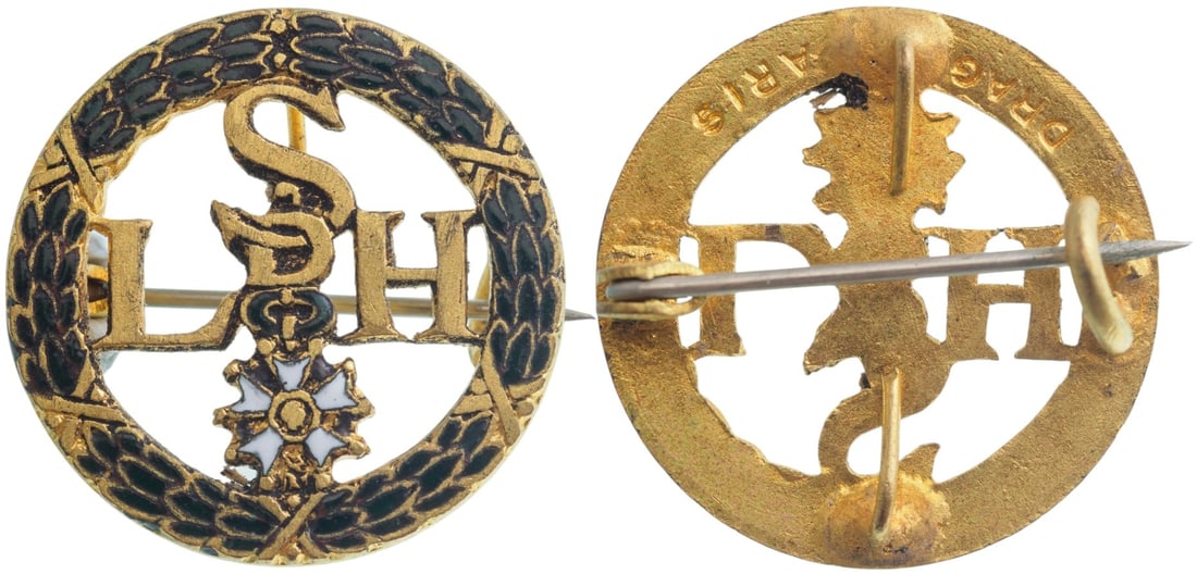 SOCIETY OF THE ORDER OF THE LEGION OF HONOR MEMBER'SBADGE: Member's Badge, instituted in 1802. Breast Badge, 24 mm, gilt Bronze, maker's mark "Drago - Paris", one side enameled, thin pin on reverse. Superb and scarce badge, in extremely fine condition! I
