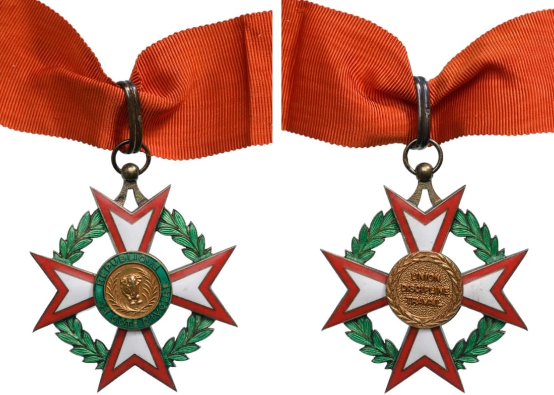 NATIONAL ORDER: Commander's Cross, 3rd Class, instituted in 1961. Neck Badge, 64x56 mm, gilt Silver, maker's mark, both sides enameled, both central medallions gilt silver, obverse enameled, original suspension ring,