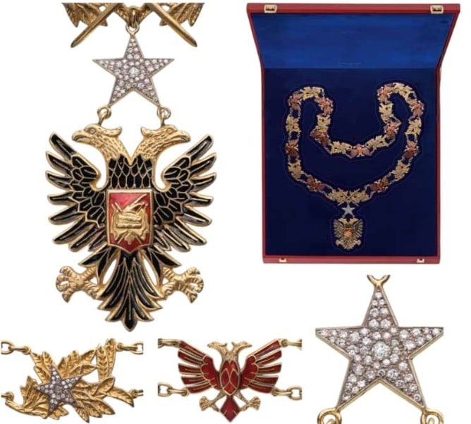 The Jeweled Honour Collar of Albania (Kolier i Shqypnis or Kollani  i nderit i Mbretnis Shqiptare)
