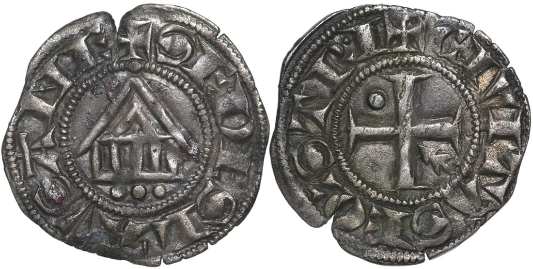 Lausanne Bistum, Denier Anonyme end of 13 Century, "Good Style": Silver, 0.92 g. HMZ 1-485Kb. XF+, a splendid coin in almost uncirculated condition, with superb dark patina!