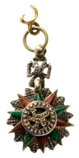ORDER OF THE NICHAM IFTIKHAR: Country: TUNISIA Breast Badge, silver, 11 mm, enameled, original gold suspension ring. I425 SEK (50 €)