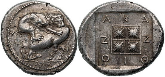 Macedonia, Akanthos (ca. 424-390 BC.) AR Tetradrachm, light Thraco-Macedonian