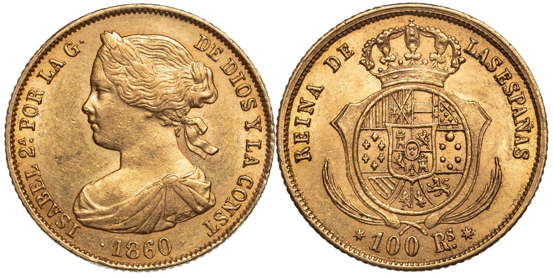 Isabel II (1833-1868) 100 Reales 1860, Sevilla (1 of 1)