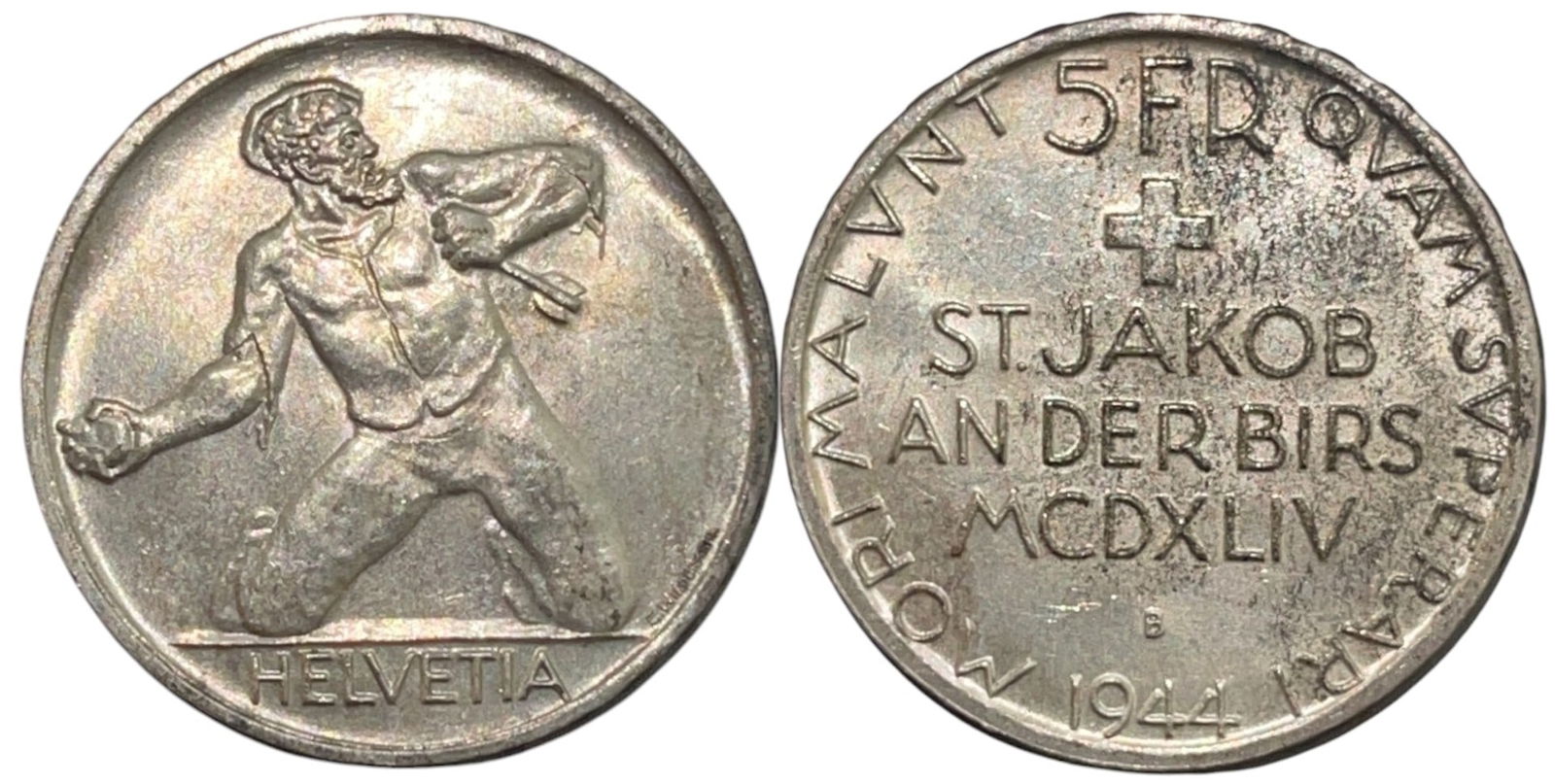 5 Francs 1944 B "500th Anniversary of the Battle of St. Jakob an der Birs", Bern Mint (1 of 1)