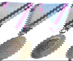 Signum Laudis Commemorative Medal, 1898: Breast Badge, 34 mm., gilt Bronze, original suspension ring and ribbon. Mint condition! I