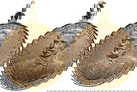 Hristo Botev - Vasil Levski, 1873-1876, Gold Medal: Breast Badge, 32x28 mm., gilt Bronze, original suspension ring. Extremely fine condition! I-