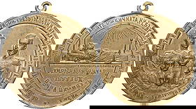 Death of Queen Maria Louisa Medal, 1899, Gold Class: Breast Badge, 49x44 mm., 16.5 g., gilt Bronze, original suspension ring. Mint condition! I