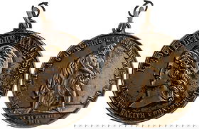 Revolutionnary Medal of 1848: Breast Badge, 34x31 mm, gilt Bronze, original suspension ring and ribbon. An extremely fine and rare medal, in very fine codition! II R!