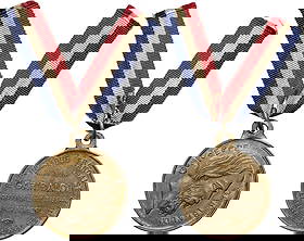 Giuseppe Garibaldi Medal: Breast Badge, 28x23 mm, gilt Bronze, original suspension ring and ribbon. Scarce! I R!"