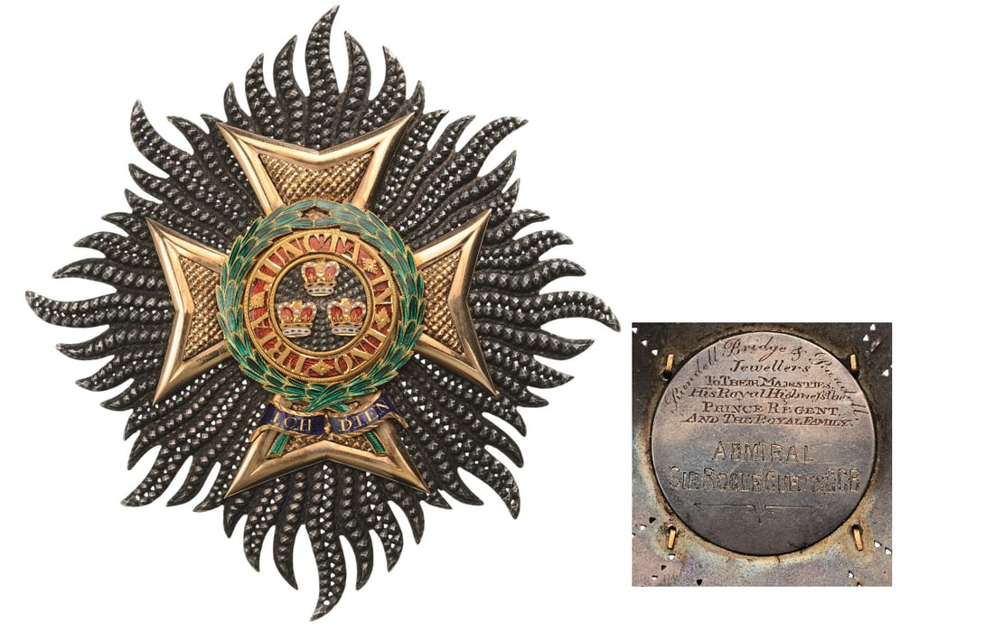 The Most Honourable Order of the Bath: The Highly Important and Historically relevant, Unique Grand Cross Breast Star (Military Division) belonged to the Admiral Sir Roger Curtis: chiseled and pierced silver rays with flame-curved ends; th