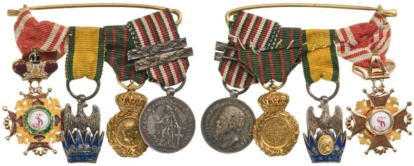 Order of St. Stanislas - A Miniature Bar with four Orders and Decorations of reduced size (1 of 1)