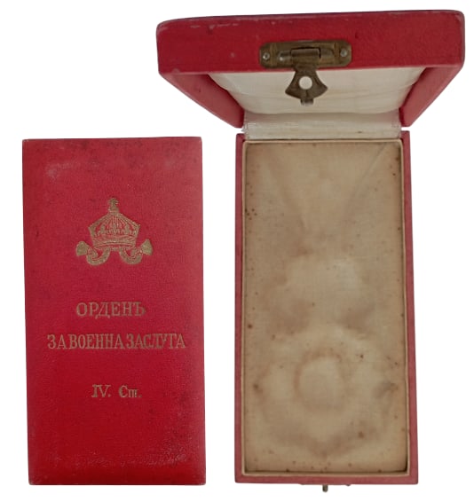 Order of Military Merit: Officer's Cross, 4th Class. Original Case of Issue, with gilt crown and inscription on the lid. Extremely fine condition! I