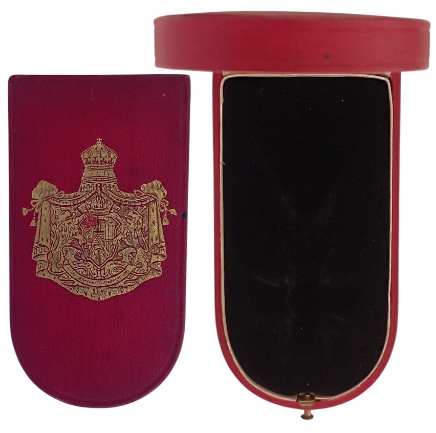 Cross for XX Years of Faithful Service for Officer's, Tsar Ferdinand II Emission: Original Case of Issue, with gilt weapon. Mint condition and rare! I R!